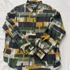 AZUL 長袖シアーシャツ　柄シャツ