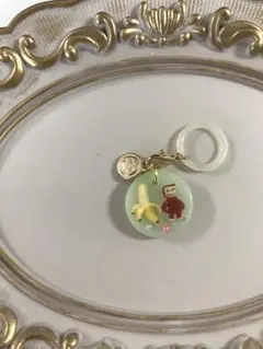 ハンドメイド　傘目印チャーム　傘マーカー　お猿さん