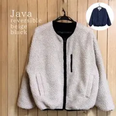 ジャバ リバーシブル ボアジャケット 2WAY M ベージュ 黒のサムネイル