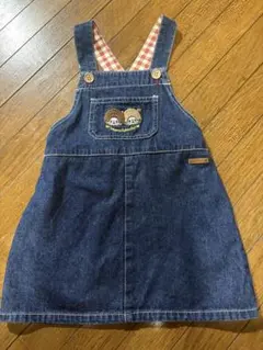 キッズ服 ベビー服 モンチッチ刺繍デニムジャンバースカート
