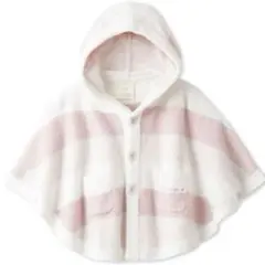 【美品】gelatopique ジェラピケ　ボーダー　ピンク　ベビーポンチョ