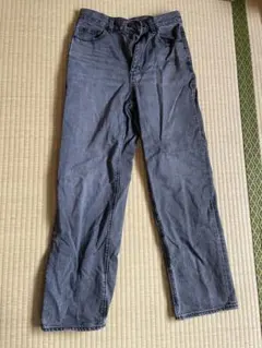グレー ブラック ストレートデニムパンツ レディース ファッション M