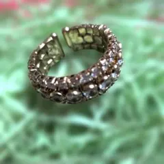 #新品未使用#クリスタル装飾 シルバーオープンリング　12号〜フリーサイズ