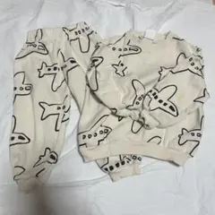 ZARA 裏起毛　飛行機柄スウェットシャツ＆ジョガーパンツセット　104cm