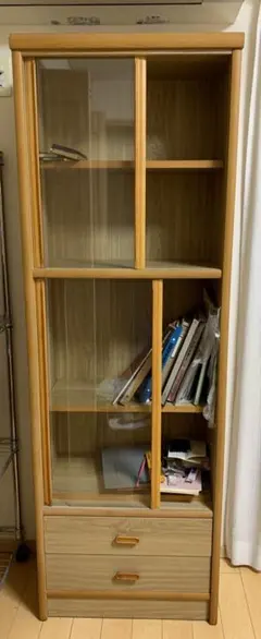 専用　ダークブラウン木製本棚 ガラス扉付き ウチダ ガラス扉付き書棚 1-379-2066 【幅900×奥行450×高さ1800mm