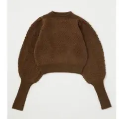 【MOUSSY】PUFF SLEEVE BOTTLE NECK ニットブラウン