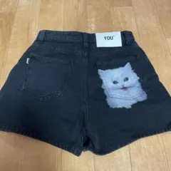 MSGM ブラック ショートパンツ 猫プリント