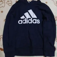 adidas ネイビー フード付き トレーナー 140　男女兼用