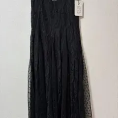 夏物GRL黒のレースドット柄ロングスカート