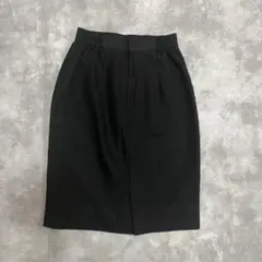 タイトスカート 日本製 ウール100% 9号 ブラック 裏地付き 90s〜00s