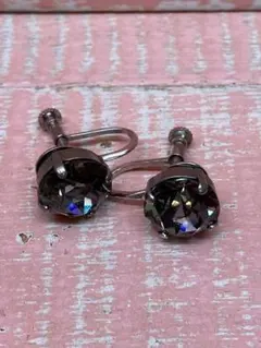 たてづめ一粒イヤリング　ラインストーン　ヴィンテージ