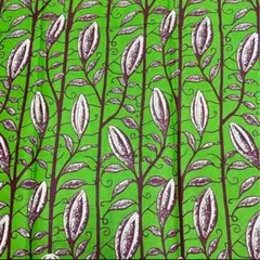 アフリカ布　希少カカオ柄　約3ヤード　グリーン