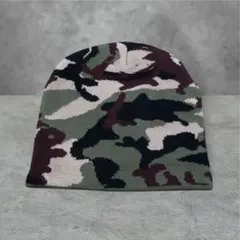 【00s】ビーニー　ニット帽　裏原　カモフラージュ総柄　平成　古着　Y2K