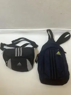 adidas ボディバッグ 黒/グレー ストライプデザイン