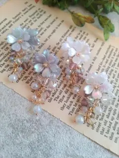 726★2ペア4個オリジナルチャーム、コネクター、桜、アクリルフラワービーズ