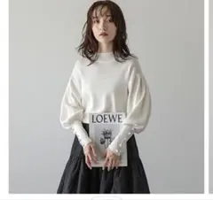 AMELY バルーンスリーブニット ホワイト 白
