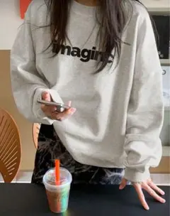 グレー クルーネック トレーナー Mサイズ