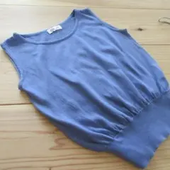 （日本製）ノースリーブusedニット✳︎ブルー系✳︎春夏 レディースM