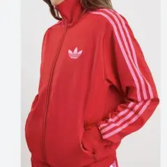 アディダス　トラックジャケット　レッド　レディースM adidas トラックジャケット レッド ホワイト - メルカリ