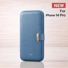 新品未開封 iPhone 14 Pro レザー 手帳型 ケース ネイビー