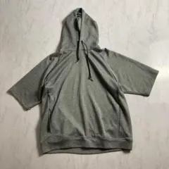 半袖パーカー　Ｌ　グレー　シンプル　メンズ　古着