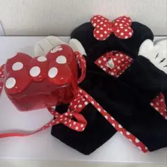ミニーマウスマフラーキャップ　ポップコーンケース　 2点セット