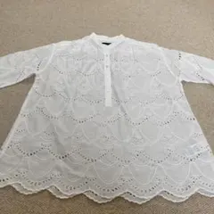 ヌキテパforトゥモローランド刺繍レースホワイト長袖シャツ