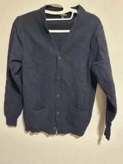 ユニクロ　ネイビー Lカーディガン 100%毛