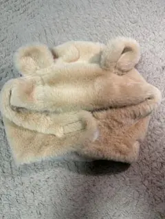 POLO ベビー帽子 くまさん 耳付き ベージュ44～48cm