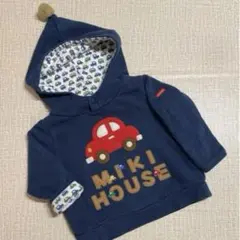 ミキハウス　パーカー　トレーナー　80サイズ 車　紺色