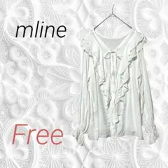 mline ブラウス 長袖 フリル サイドスリット ボタン リボンA907のサムネイル