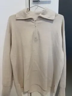 無印良品ベージュ ハーフジップ 長袖セーター