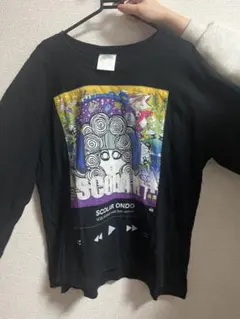 ScoLar スカラー 音楽プレーヤー風 ビッグプリント 長袖カットソー 黒 M