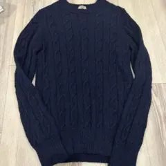 GREEN LABEL RELAXING ネイビー ケーブル編みセーター　ニット