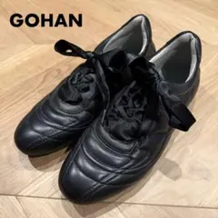 【新品】GOHAN サテンシューレース レザースニーカー ブラック 24.5