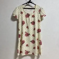 【LODISPOTTO】ローズ×ドット柄ミニワンピース