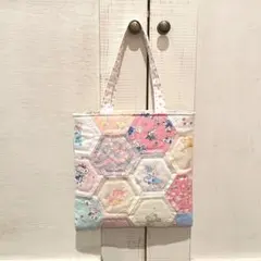 ハンドメイド　パッチワークキルト　フィードサック　ビンテージ生地　トートバッグ