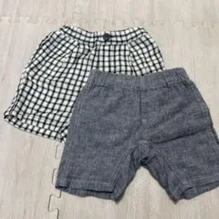 2枚セット　半ズボン ハーフパンツ　チェック柄無地　グレー　西松屋　100