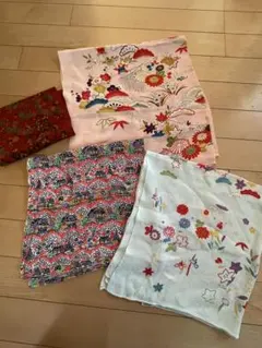 まとめ売り　昭和レトロ　風呂敷3枚セット　ハギレ　絹　シルク