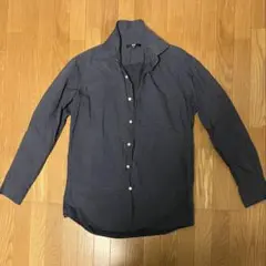 ネイビー ドット柄 長袖シャツ M
