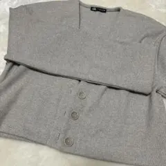 リブ編み　ショート丈カーディガン