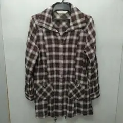 茶チェックブラウスジャケット　Mサイズ