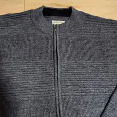 「未使用」シンプル ライフ グレー フルジップアップ ニット セーター