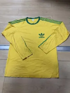 adidas トレフォイル 長袖 Tシャツ イエロー グリーン M