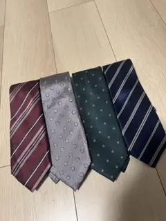 ネクタイセット 4本 ワインレッド グレー ダークグリーン ネイビー