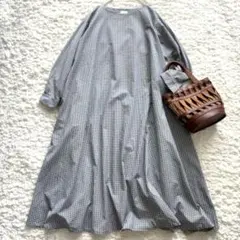 アーバンリサーチ ドアーズ ギンガムチェック ワンピース フレア ボートネック