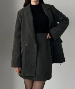 ヘリンボーンテーラードジャケット＋ミニスカートSET