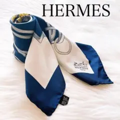 エルメス　カレ90 馬具デザイン　スカーフ　シルク100％