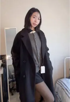 ヘリンボーン柄ステンカラーロングコート