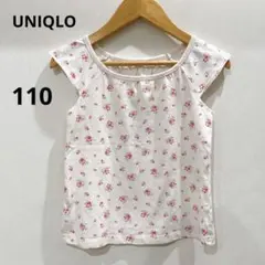 UNIQLO 花柄 ノースリーブ Tシャツ 110 ピンク 女の子のサムネイル